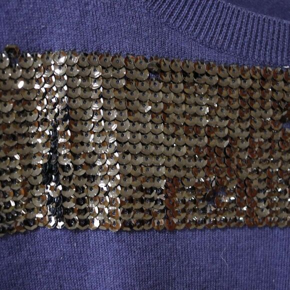 Halogen Blue Sequin Y2K Striped Long Sleeve Top LG - Picture 6 of 12